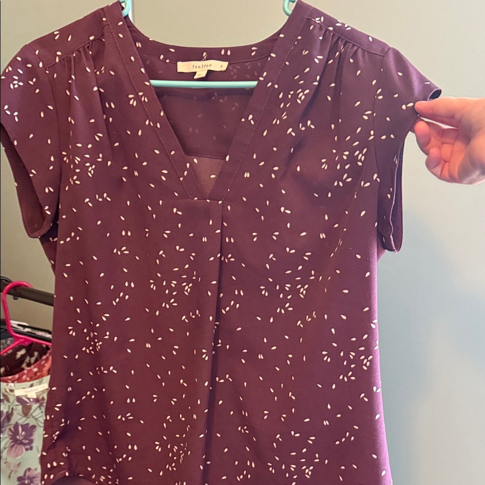 Fun 2 Fun Purple Blouse with White Dots
